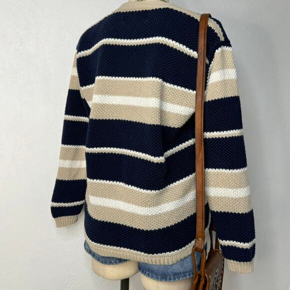 Vintage Costal Cotton/ Ramie Striped Cardigan Sweater Size Small - Picture 3 of 8